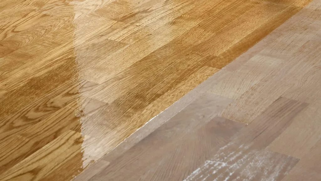 Freshly sanded wooden floor with restored grain visible